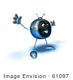 #61097 Royalty-Free (Rf) Illustration Of A 3d Chrome Tv Character Holding His Arms Open - Version 5
