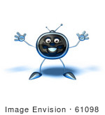 #61098 Royalty-Free (Rf) Illustration Of A 3d Chrome Tv Character Holding His Arms Open - Version 4