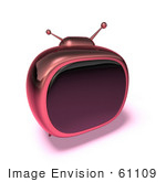 #61109 Royalty-Free (Rf) Illustration Of A 3d Pink Square Retro Television - Version 7
