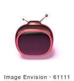 #61111 Royalty-Free (Rf) Illustration Of A 3d Pink Square Retro Television - Version 9