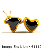 #61112 Royalty-Free (Rf) Illustration Of A 3d Yellow Television Screen In The Shape Of Tv - Version 1