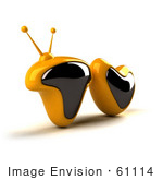 #61114 Royalty-Free (Rf) Illustration Of A 3d Yellow Television Screen In The Shape Of Tv - Version 2