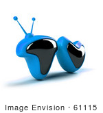 #61115 Royalty-Free (Rf) Illustration Of A 3d Blue Television Screen In The Shape Of Tv - Version 1