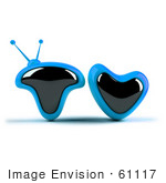 #61117 Royalty-Free (Rf) Illustration Of A 3d Blue Television Screen In The Shape Of Tv - Version 2