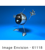 #61118 Royalty-Free (Rf) Illustration Of A 3d Chrome Tv Character Holding His Arms Open - Version 3