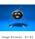 #61123 Royalty-Free (Rf) Illustration Of A 3d Chrome Tv Character Standing And Facing Front - Version 2
