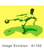 #61162 Royalty-Free (Rf) Illustration Of A 3d Soccer Player Kicking A Soccer Ball - Version 24