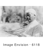 #6118 Miwok Woman Holding Sifting Basket
