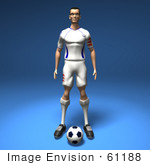 #61188 Royalty-Free (Rf) Illustration Of A 3d Soccer Player Standing Over A Soccer Ball - Version 2