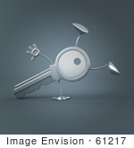#61217 Royalty-Free (Rf) Illustration Of A 3d Key Character Doing A One Armed Hand Stand