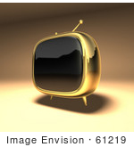 #61219 Royalty-Free (Rf) Illustration Of A 3d Gold Retro Tv - Version 3