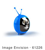 #61226 Royalty-Free (Rf) Illustration Of A 3d Blue Smiling Television Mascot - Version 3