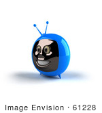 #61228 Royalty-Free (Rf) Illustration Of A 3d Blue Smiling Television Mascot - Version 2