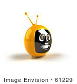 #61229 Royalty-Free (Rf) Illustration Of A 3d Yellow Smiling Television Mascot - Version 3