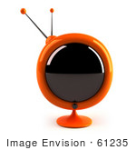 #61235 Royalty-Free (Rf) Illustration Of A 3d Orange Round Retro Tv - Version 2