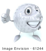 #61244 Royalty-Free (Rf) Illustration Of A 3d Golf Ball Character Giving The Thumbs Up