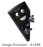 #61256 Royalty-Free (Rf) Illustration Of A Slim 3d Cellular Phone Character Looking Around A Sign