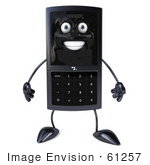 #61257 Royalty-Free (Rf) Illustration Of A Slim 3d Cellular Phone Character Facing Front