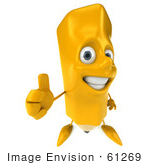 #61269 Royalty-Free (Rf) Illustration Of A 3d Yellow Pencil Character Giving The Thumbs Up