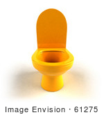 #61275 Royalty-Free (Rf) Illustration Of A 3d Yellow Toilet With The Seat Up - Version 1