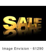 #61290 Royalty-Free (Rf) Illustration Of A 3d Golden Sale Text Reflecting On Blac