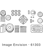 #61303 Cartoon Of Proper Place Settings Of Of A Buffet Table, In Black And White - Royalty Free Vector Clipart by JVPD