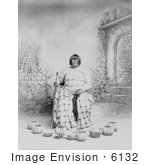 #6132 Stock Photo Of A Washoe Native American Woman Sitting In A Chair Surrounded By Baskets
