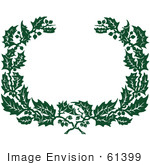 #61399 Clipart Of A Retro Green Christmas Holly Laurel - Royalty Free Vector Illustration
