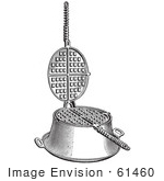 #61460 Retro Clipart Of A Vintage Antique Gas Range Waffle Griddle In Black And White - Royalty Free Vector Illustration