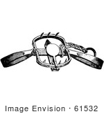 #61532 Clipart Of A Steel Animal Trap For Lions Tigers And Beacrs In Black And White - Royalty Free Vector Illustration