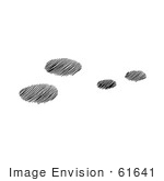 #61641 Clipart Of Snowshoe Rabbit Tracks In Snow In Black And White - Royalty Free Vector Illustration