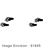 #61645 Clipart Of Raccoon Tracks In Black And White - Royalty Free Vector Illustration