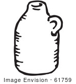 #61759 Clipart Of A Jug In Black And White - Royalty Free Vector Illustration
