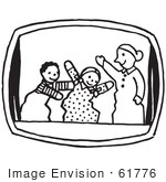 #61776 Clipart Of A Puppet Show In Black And White - Royalty Free Vector Illustration