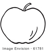#61781 Clipart Of An Apple In Black And White - Royalty Free Vector Illustration