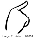 #61851 Clipart Of A Pointing Hand In Black And White - Royalty Free Vector Illustration