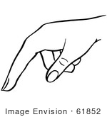 #61852 Clipart Of A Pointing Hand In Black And White - Royalty Free Vector Illustration