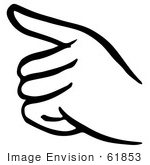 #61853 Clipart Of A Pointing Hand In Black And White - Royalty Free Vector Illustration