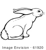 #61920 Clipart Of A Curious Rabbit - Royalty Free Vector Illustration