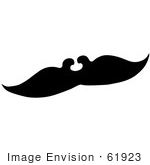 #61923 Clipart Of A Fake Mustache In Black And White - Royalty Free Vector Illustration by JVPD