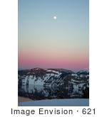 #621 Image Of A Full Moon Over Crater Lake At Dusk