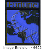 #6652 Telephone Lines And Globe On Cover Of Fortune Magazine