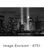 #6751 Black And White Stock Image Of The Tribute In Light Memorial
