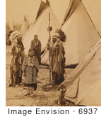 #6937 Stock Image: Cheyenne Indian Families Near Tipis