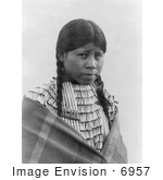 #6957 Stock Image: Cheyenne Native Woman Wearing Braids