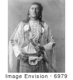#6979 Apsaroke Native Man Holding A Tomahawk