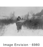 #6980 Apsaroke Native Woman Carrying Firewood