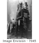 #7045 Stock Photograph Of Sitting Bull In Feathered Headdress