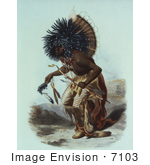 #7103 Hidatsa Indian Warrior Performing A Dog Dance
