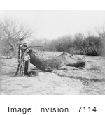 #7114 Stock Image Of A Pawnee Indian Aiming A Rifle